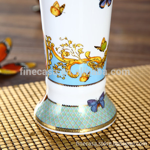 Luxury Fine New Bone China Antique Ceramic Butterfly Vase